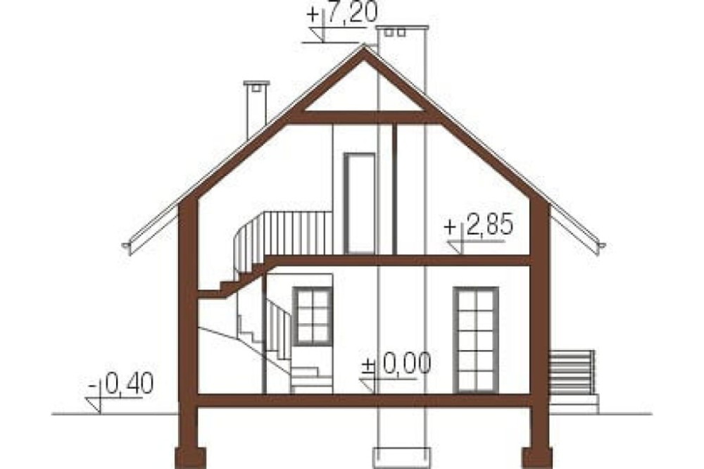 Projekt domu Kalinowice L-6183, parterowy z poddaszem mieszkalnym, bez podpiwniczenia - przekrój A-A