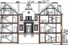 Projekt pensjonatu LK-25, piętrowy, podpiwniczony, z garażem dwustanowiskowym - przekrój A-A