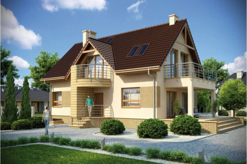 Projekt domu Raciborowice L-6170, parterowy z poddaszem użytkowym, jednorodzinny, tradycyjny, podpiwniczony i bez garażu-kolorystyka wersja 1