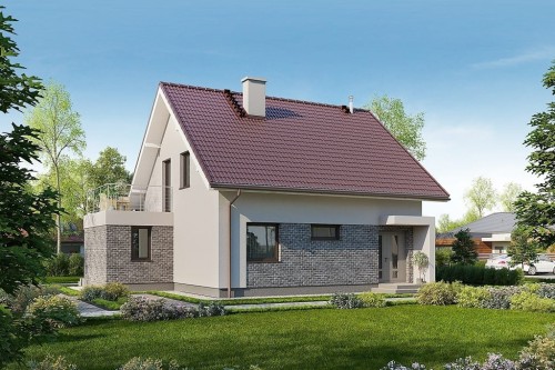 Projekt domu Urium 2 L-6690, parterowy z poddaszem użytkowym, niepodpiwniczony, bez garażu - kolorystyka wersja 2