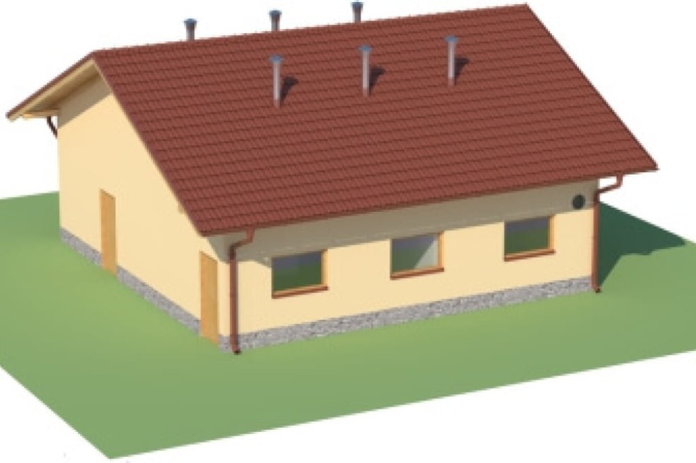 Projekt tuczarni ZG-76, parterowy, niepodpiwniczony, bez poddasza - model