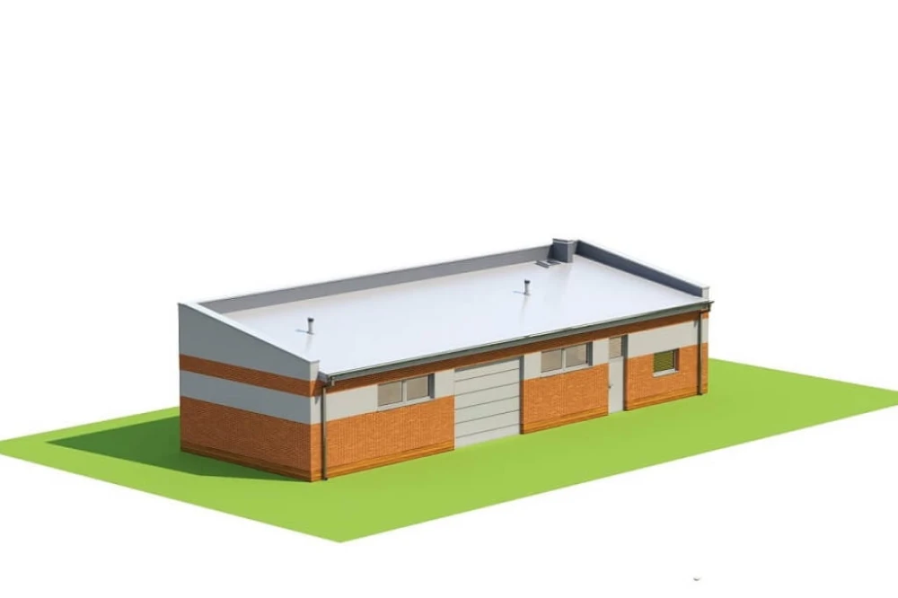 Projekt budynku magazynowo - gospodarczego LZG-98, parterowy, niepodpiwniczony - model
