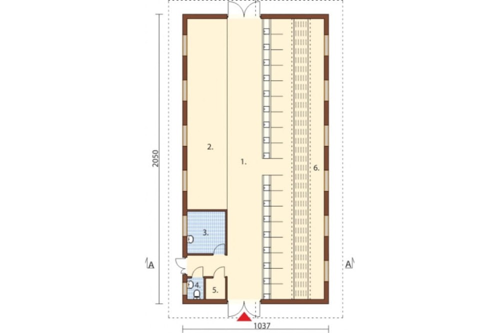 Projekt obory LZG-83, parterowa, niepodpiwniczona - rzut parteru