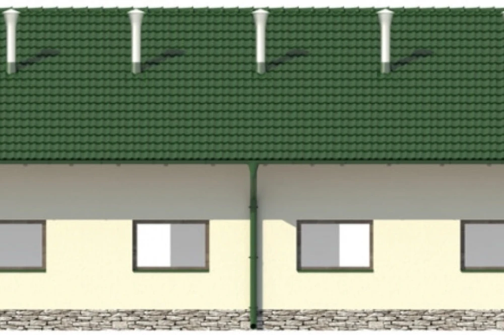 Projekt obory LZG-83, parterowy, niepodpiwniczony, bez poddasza - elewacja ogrodowa