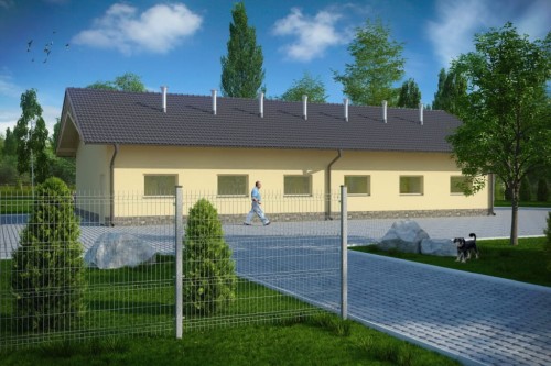 Projekt tuczarnii ZG-82, parterowy, niepodpiwniczony, bez poddasza - kolorystyka wersja 1