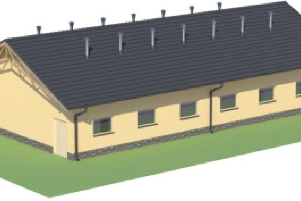 Projekt tuczarni ZG-82, parterowy, niepodpiwniczony, bez poddasza - model