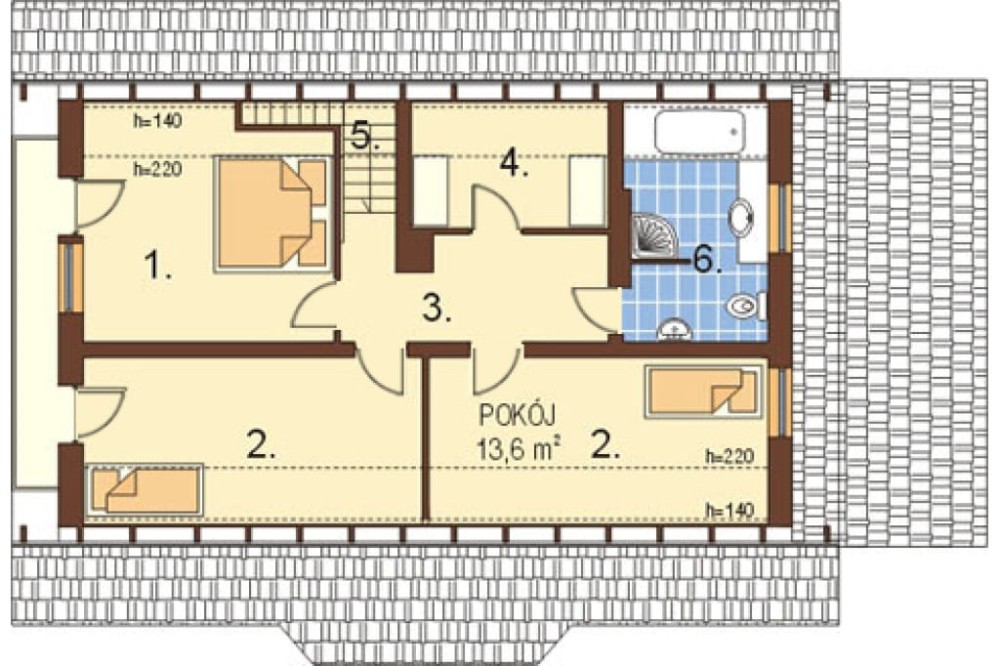 Projekt domu Chociejów DM-6149, parterowy z poddaszem mieszkalnym, z garażem, częściowo podpiwniczony - rzut poddasza
