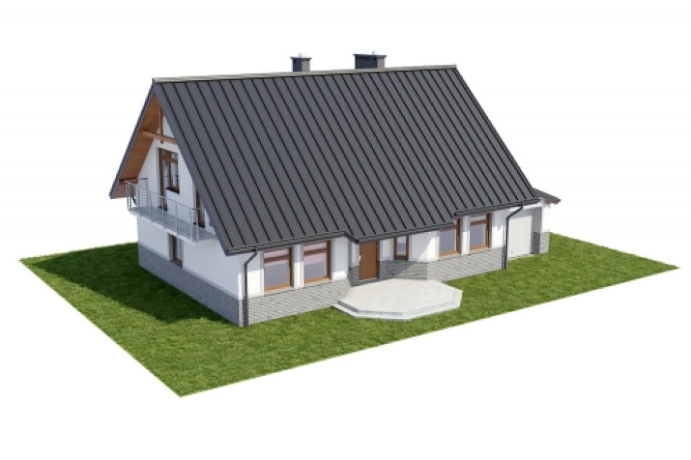 Projekt domu Chociejów DM-6149, parterowy z poddaszem mieszkalnym, z garażem, częściowo podpiwniczony - model