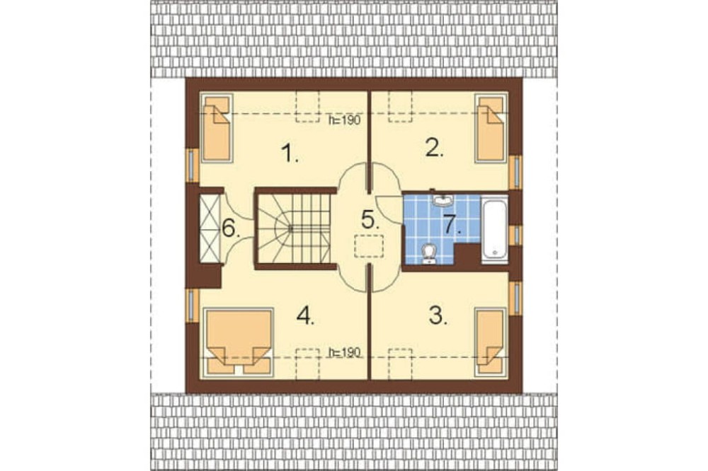 Projekt domu Ostrowiec L-6159, parterowy z poddaszem mieszkalnym, z garażem, bez podpiwniczenia - rzut poddasza