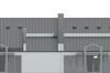 Projekt centrum biznesu LK-55, budynek parterowy z poddaszem użytkowym, bez podpiwniczenia, bez garażu - elewacja lewa