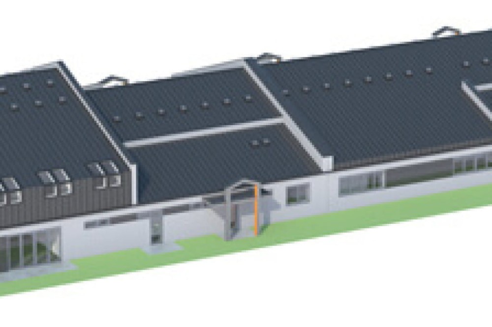 Projekt centrum biznesu LK-55, budynek parterowy z poddaszem użytkowym, bez podpiwniczenia, bez garażu - model