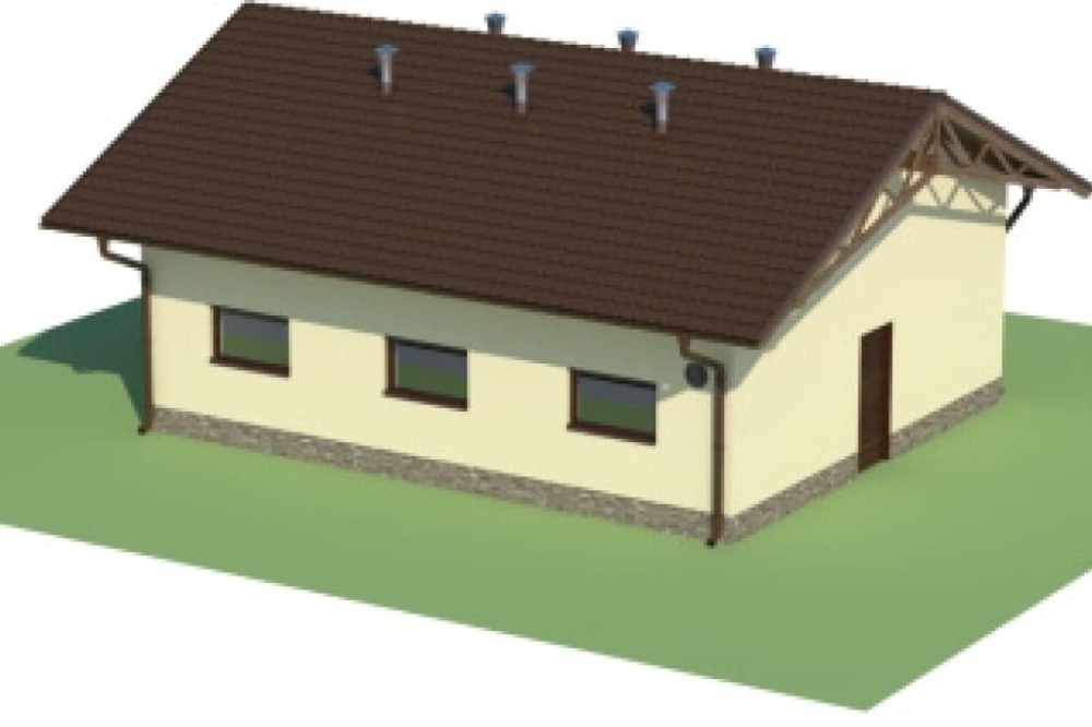 Projekt tuczarni ZG-64,  parterowy, niepodpiwniczony, bez poddasza - model