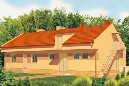 Projekt obory ZG-19, parterowy, częściowo podpiwniczony, ze strychem - kolorystyka wersja 2