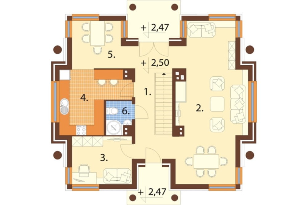 Projekt domu Jastarnia DM-6179, piętrowy, z garażem, z poddaszem mieszkalnym, bez podpiwniczenia - rzut pierwszego piętra