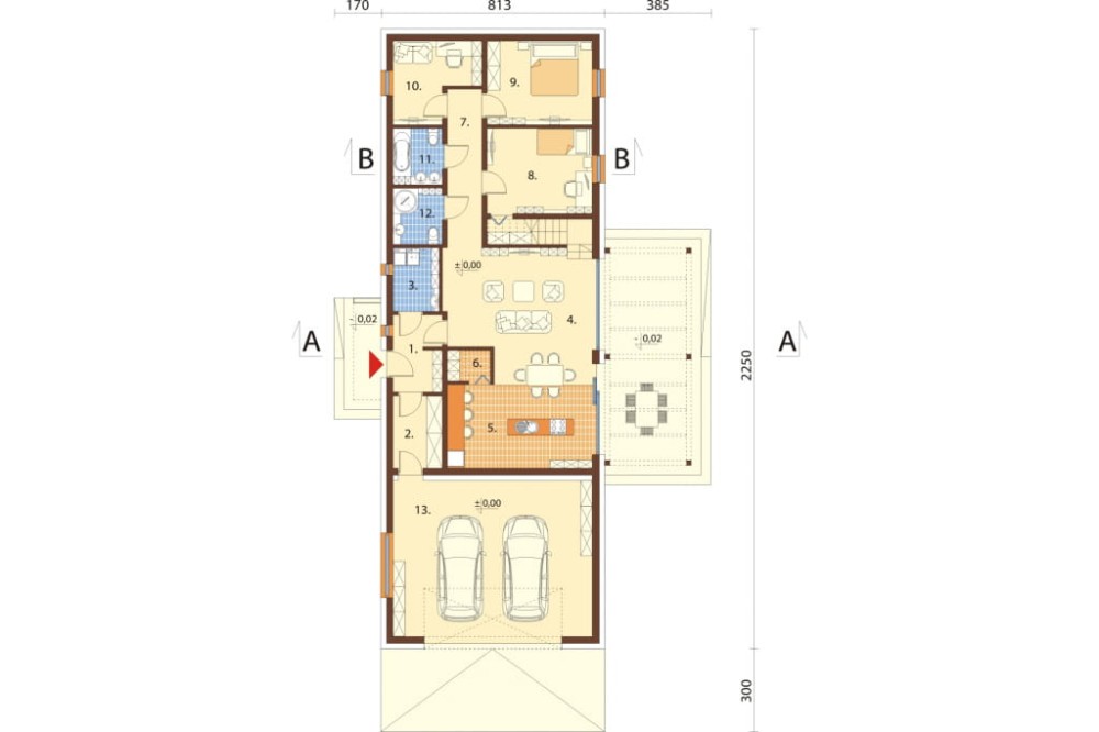 Projekt domu L-6695 - rzut parteru