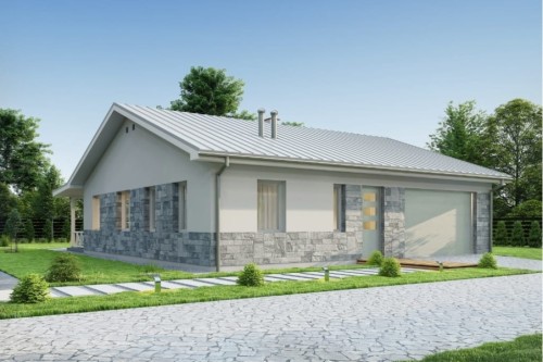 Projekt domu Ariona 2 L-6728,  parterowy, niepodpiwniczony, z garażem jednostanowiskowym - kolorystyka wersja 2