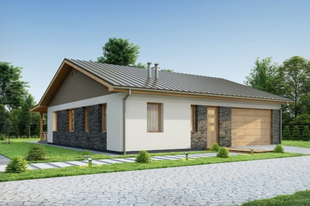 Projekt domu Ariona 2 L-6728,  parterowy, niepodpiwniczony, z garażem jednostanowiskowym - kolorystyka wersja 4