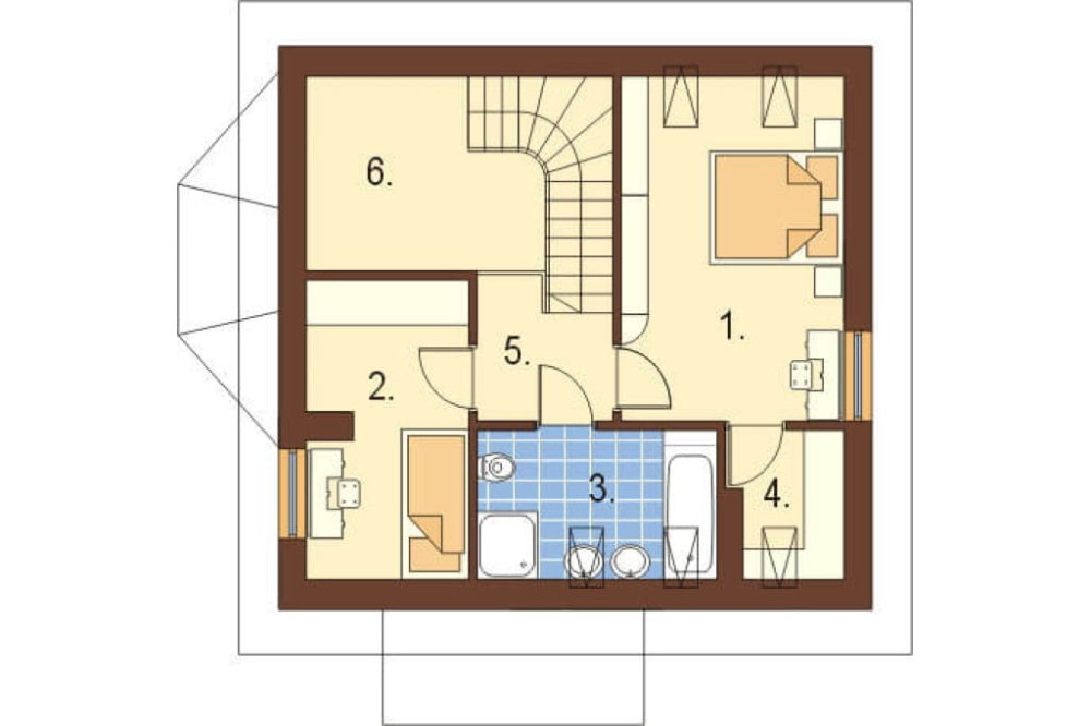 Projekt domu Biskupin DM-6105, parterowy z poddaszem mieszkalnym, bez podpiwniczenia - rzut poddasza