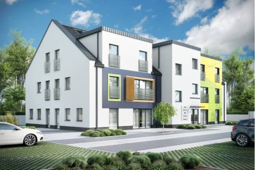 Projekt budynku biurowego LK-90,piętrowy z użytkowym poddaszem, niepodpiwniczony - kolorystyka wersja 2