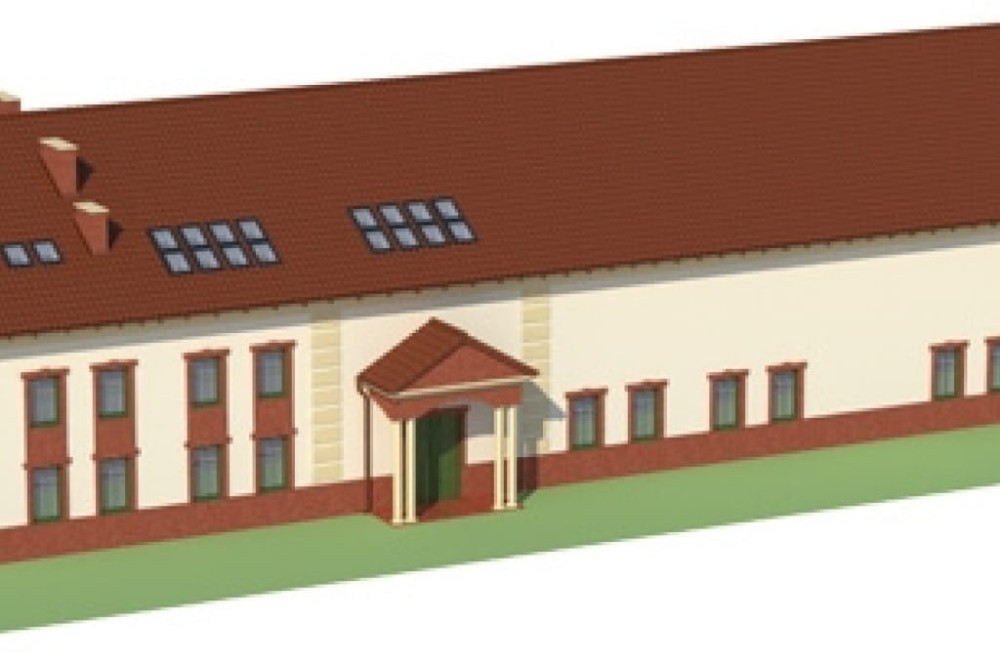 Projekt hali magazynowo-biurowej LK-100, budynek piętrowy z antresolą, bez podpiwniczenia - model