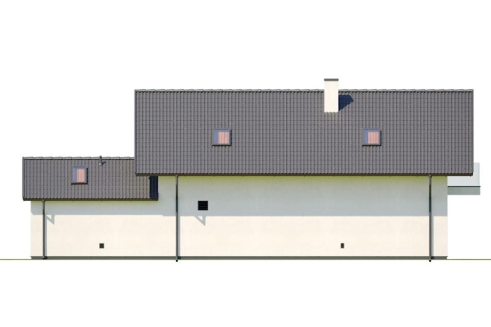 Projekt domu Aridus DM-6766, parterowy z poddaszem użytkowym, garażem jednostanowiskowym, bez piwnicy - elewacja prawa