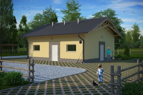 Projekt chlewni ZG-63, parterowy, niepodpiwniczony, bez poddasza - kolorystyka wersja 1
