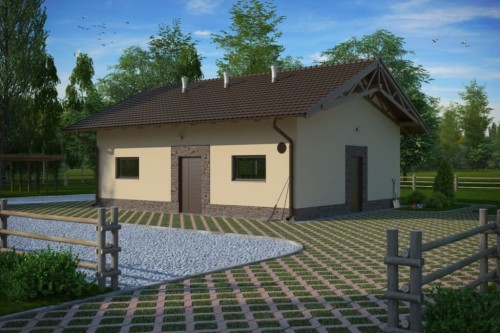 Projekt chlewni ZG-63, parterowy, niepodpiwniczony, bez poddasza - kolorystyka wersja 2