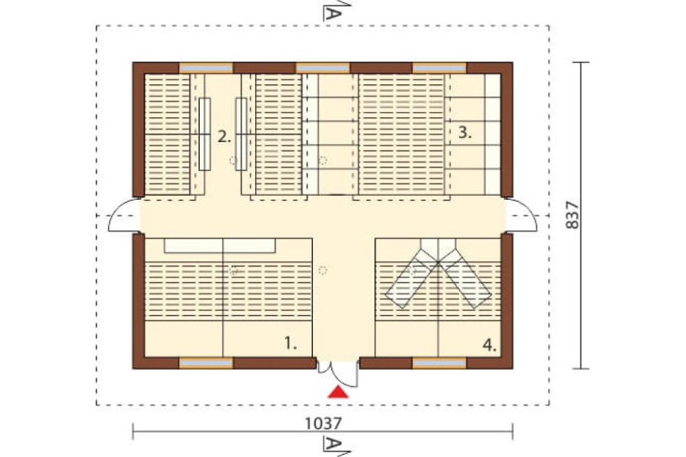 Projekt chlewni ZG-63, parterowy, niepodpiwniczony, bez poddasza - rzut parteru
