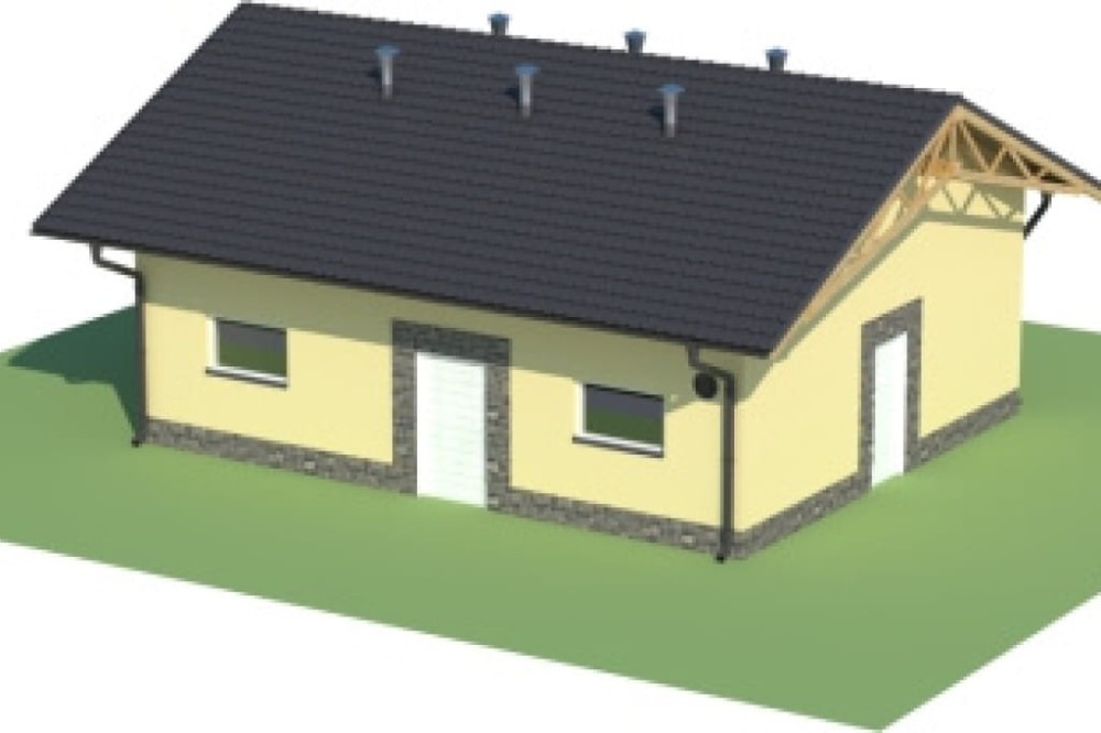 Projekt chlewni ZG-63, parterowy, niepodpiwniczony, bez poddasza - model