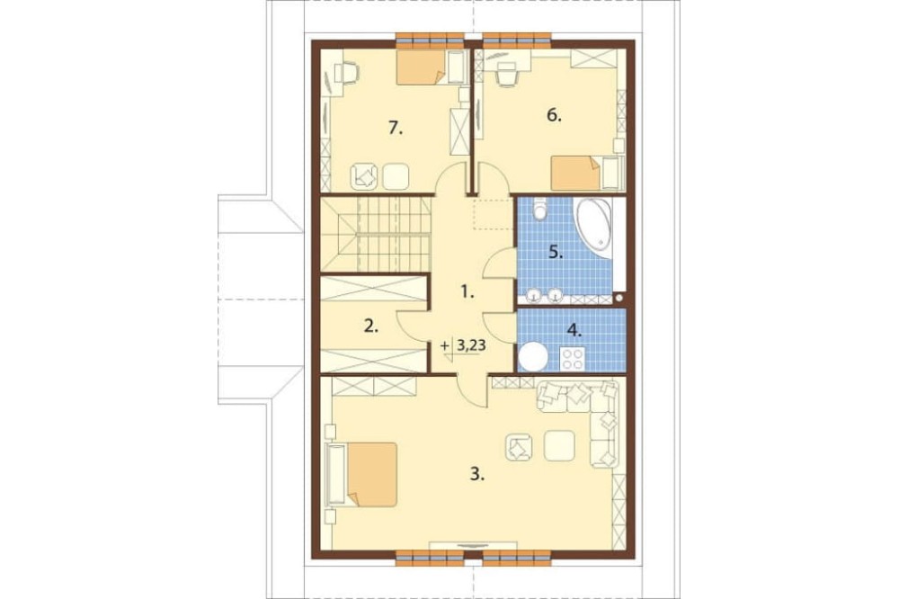 Projekt domu Orzesznik 2 L-6607,  dom parterowy z poddaszem użytkowym,  niepodpiwniczony - rzut poddasza