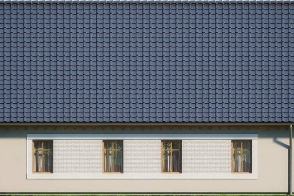 Projekt domu Orzesznik 2 L-6607,  dom parterowy z poddaszem użytkowym,  niepodpiwniczony - wizualizacja elewacji ogrodowej