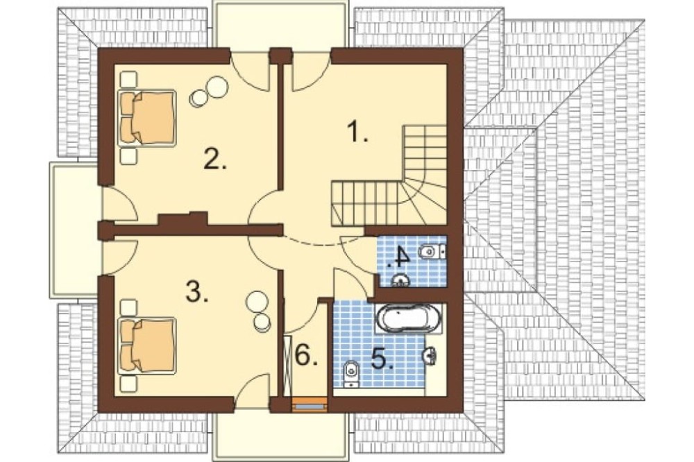Projekt domu Przegorzały 2 L-6333, parterowy z poddaszem mieszkalnym, z garażem, bez podpiwniczenia - rzut poddasza