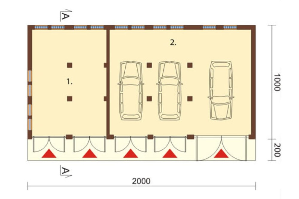 Projekt budynku gospodarczo-garażowego ZG-30, parterowy ze strychem, niepodpiwniczony - rzut parteru