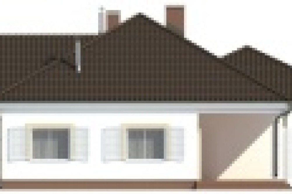 Projekt domu Łapanów DM-6484, parterowy z garażem dwustanowiskowym, z poddaszem mieszkalnym, niepodpiwniczony -elewacja prawa