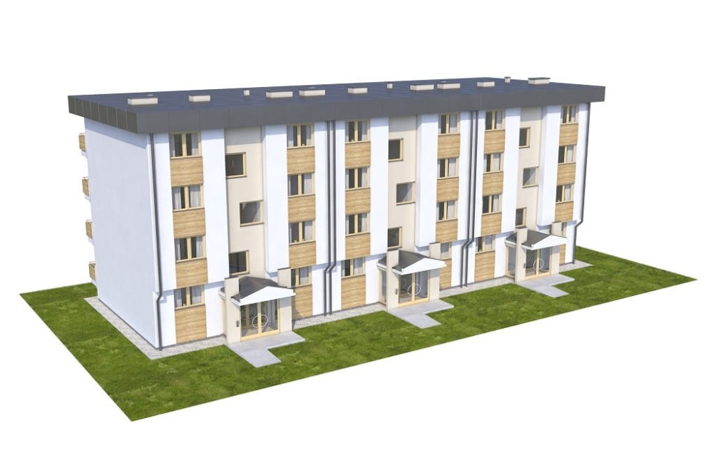 Projekt budynku wielorodzinnego DM-6590 C, parterowy z trzema piętrami, bez piwnicy i garażu - model