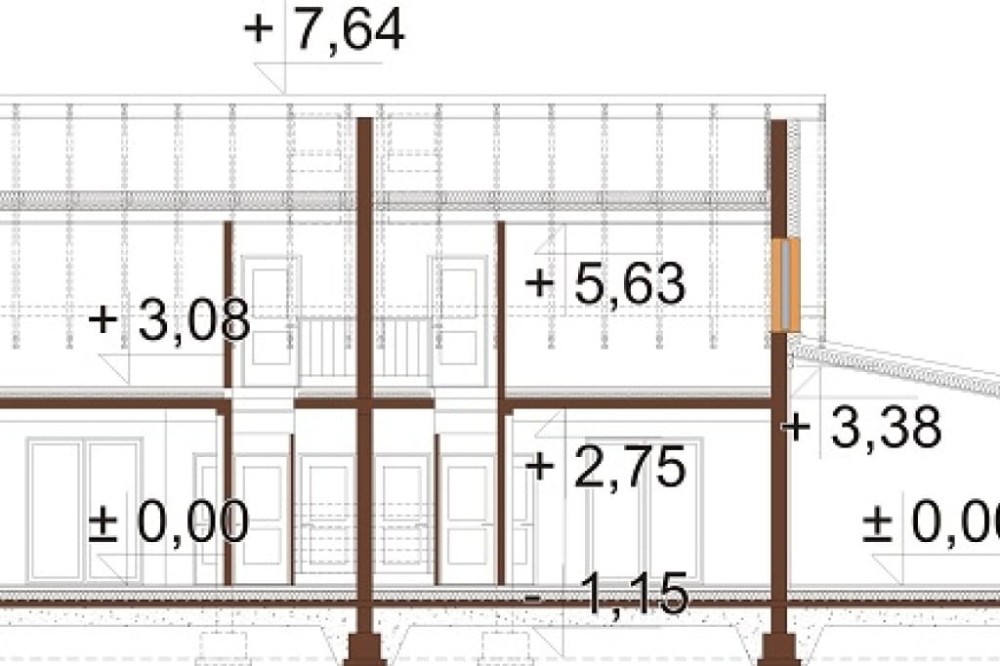 Projekt domu DM-6813 - przekrój B-B
