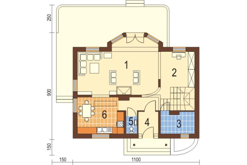 Projekt domu Dwerniczek DM-5573, parterowy z poddaszem mieszkalnym, bez podpiwniczenia - rzut parteru