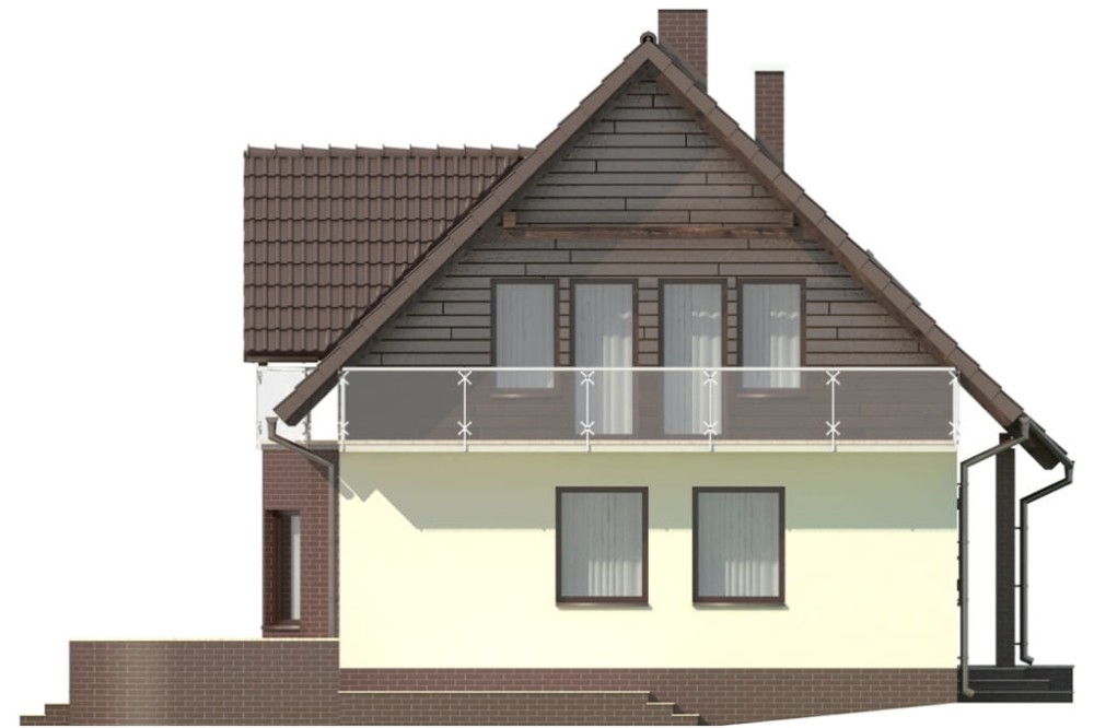 Projekt domu Dwerniczek DM-5573, parterowy z poddaszem mieszkalnym, bez podpiwniczenia - elewacja lewa