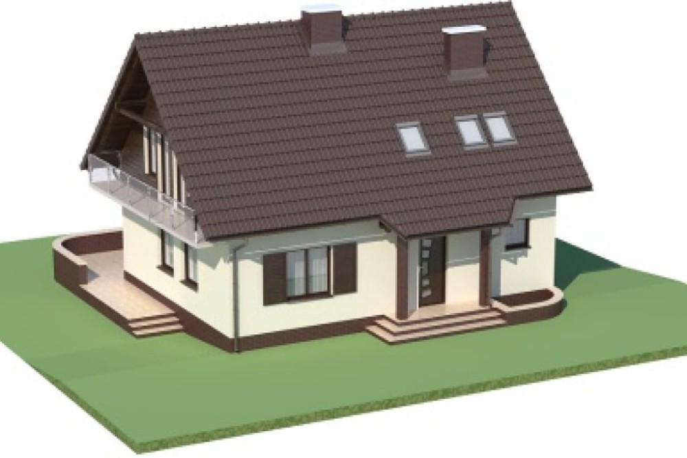 Projekt domu Dwerniczek DM-5573, parterowy z poddaszem mieszkalnym, bez podpiwniczenia -  model