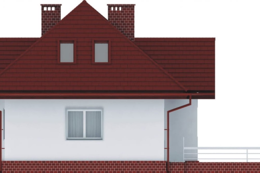 Projekt domu Józefów L-6169, parterowy z poddaszem mieszkalnym, z garażem, podpiwniczony z wydzieloną częścią gospodarczą - elewacja lewa