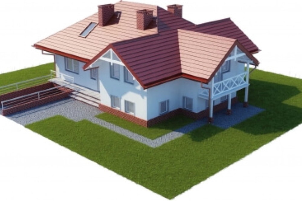Projekt domu Józefów L-6169, parterowy z poddaszem mieszkalnym, z garażem, podpiwniczony z wydzieloną częścią gospodarczą - model