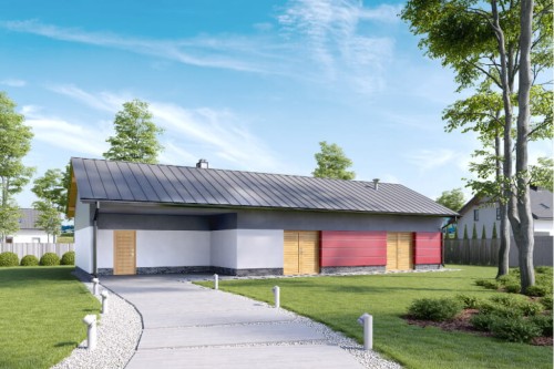 Projekt budynku gospodarczego ZG-92, parterowy, niepodpiwniczony, bez garażu - kolorystyka wersja 1