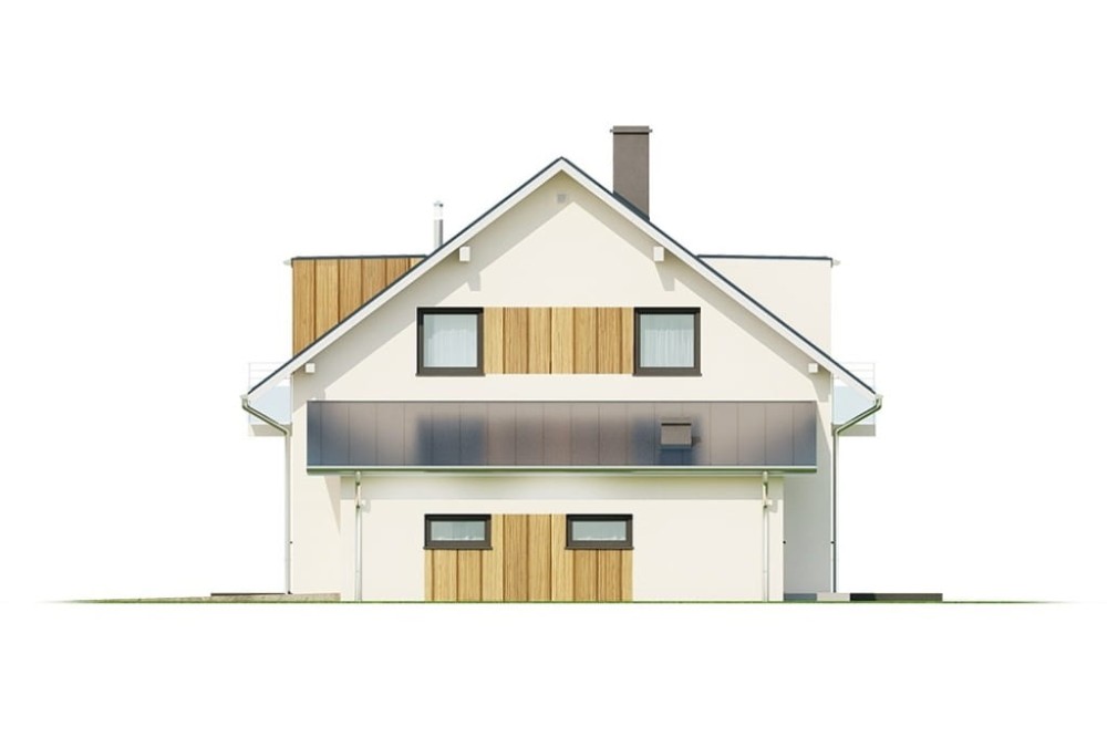 Projekt domu Ervia 2 L-6686, parterowy z poddaszem mieszkalnym, z garażem jednostanowiskowym - wizualizacja elewacji  prawej