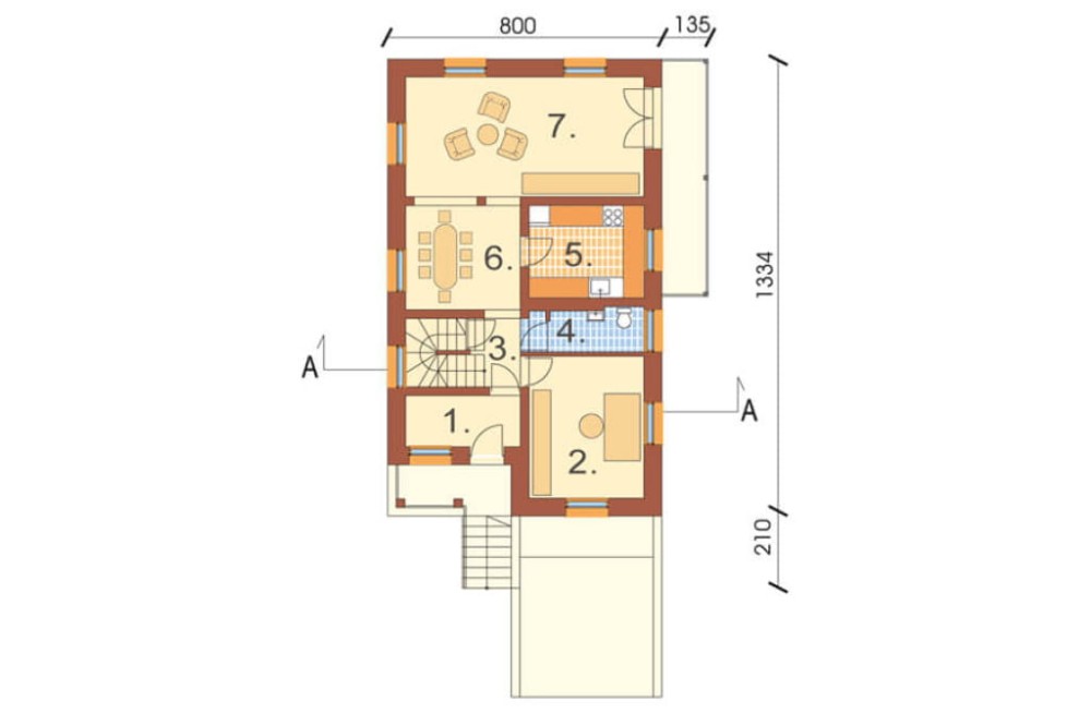 Projekt domu Barcice DM-6106, parterowy z garażem, z poddaszem mieszkalnym, częściowo podpiwniczony - rzut parteru