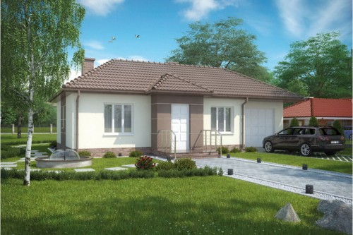 Projekt domu Ulesie L-6018, parterowy z garażem, bez podpiwniczenia - kolorystyka wersja 2