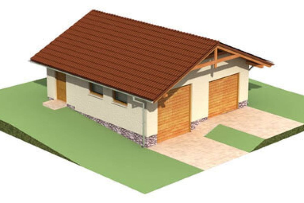 Projekt garażu dwustanowiskowego ZG-28, parterowy, bez podpiwniczenia - model