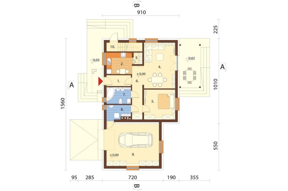 Projekt domu Emporia 2 L-6697, dwumieszkaniowy, parterowy z poddaszem użytkowym, z garażem jednostanowiskowym - rzut parteru