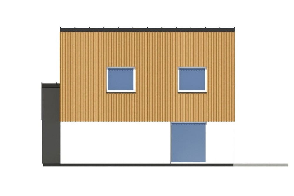 Projekt domu Emenita DM-6803, parterowy z poddaszem użytkowym, garażem jednostanowiskowym - wizualizacja elewacji prawej
