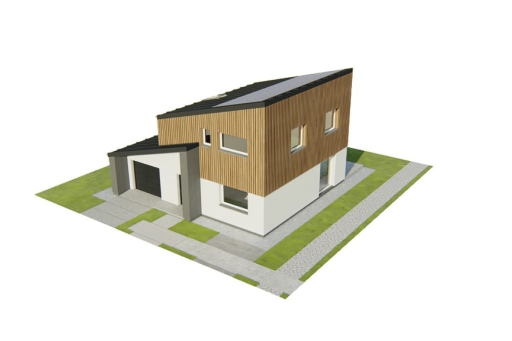 Projekt domu Emenita DM-6803, parterowy z poddaszem użytkowym, garażem jednostanowiskowym - model