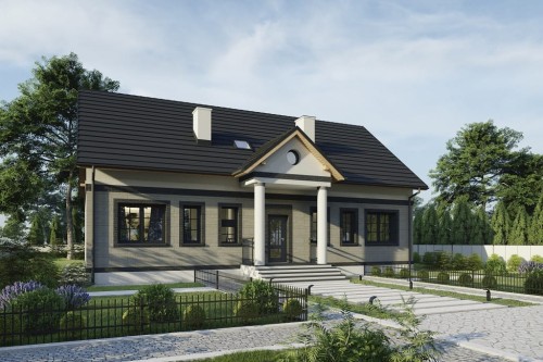 Projekt domu Orvio DM-6804, parterowy z poddaszem użytkowym, niepodpiwniczony, bez garażu - kolorystyka wersja 2